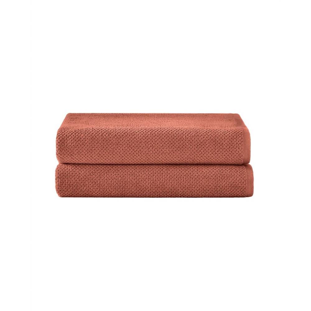 NEW UNDER THE CANOPY textured organic 2 piece bath towel set in terracotta